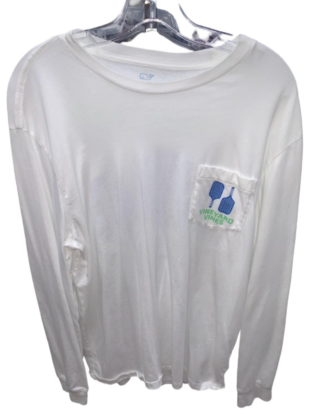 Vineyard Vines Men’s White Pickleball Paddle Long Sleeved Pocket Tee Shirt Sz M